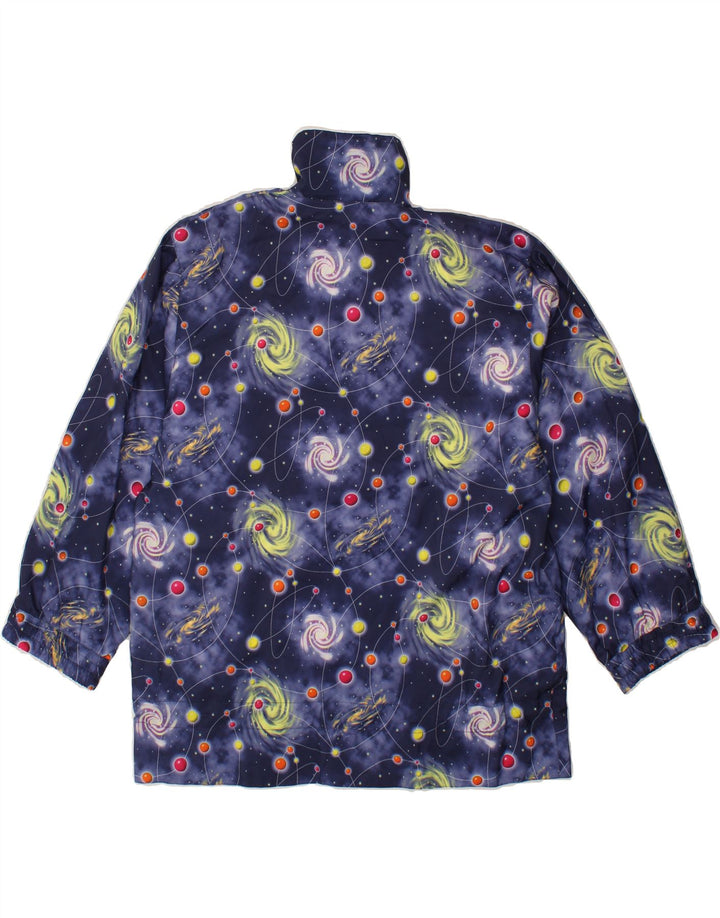 VINTAGE Womens Abstract Pattern Windbreaker Jacket UK 16 Large Navy Blue Vintage Vintage and Second-Hand Vintage from Messina Hembry 