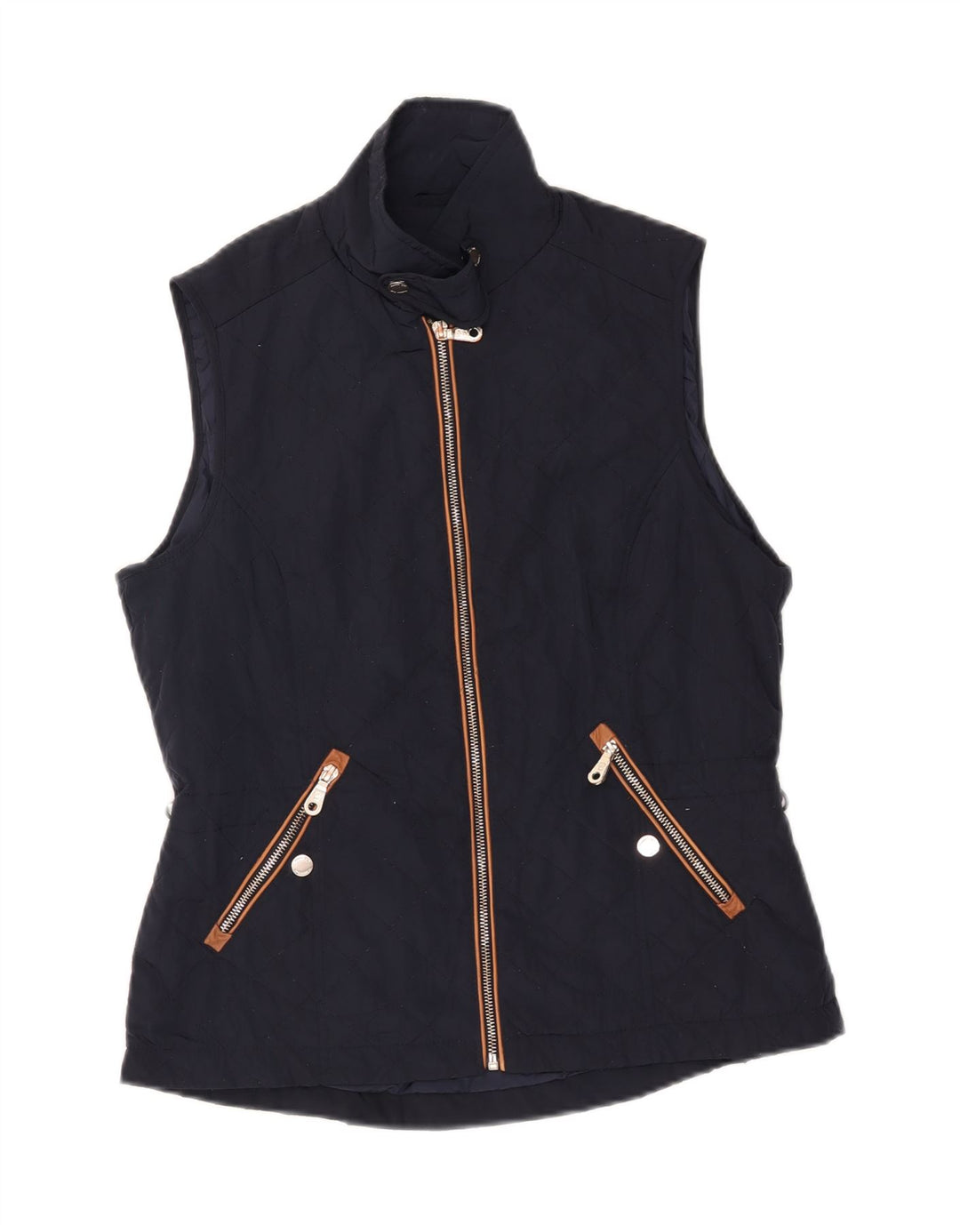 Massimo Dutti Dame Quilted Gilet UK 14 Large Navy Blue Nylon