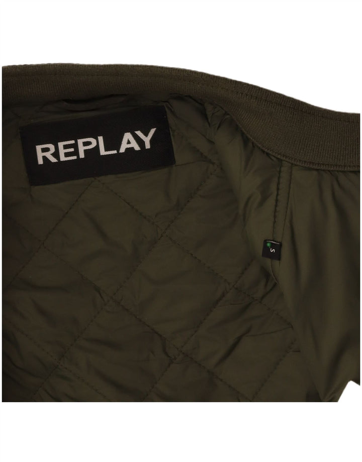 REPLAY Mens Quilted Jacket UK 36 Small Green Polyester