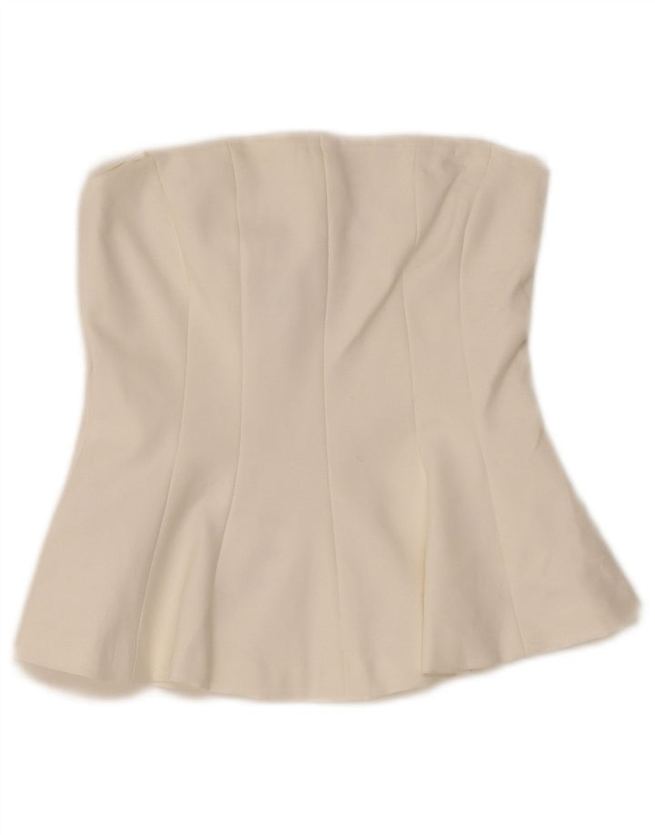 Zara Womens Crop stropløs top UK 4 XS hvid polyester