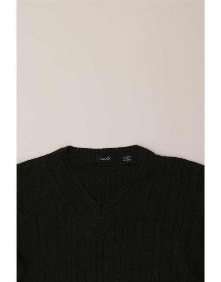 IZOD Herre V-hals sweater Stor grøn bomuld