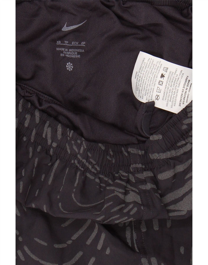 NIKE Womens Abstract Pattern Sport Shorts UK 4 XS  Navy Blue Polyester