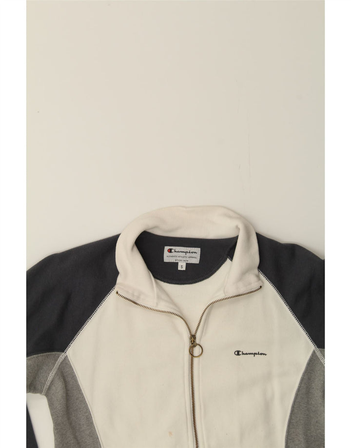 CHAMPION Womens Crop Tracksuit Top Jacket UK 10 Small White Colourblock Vintage Champion and Second-Hand Champion from Messina Hembry 