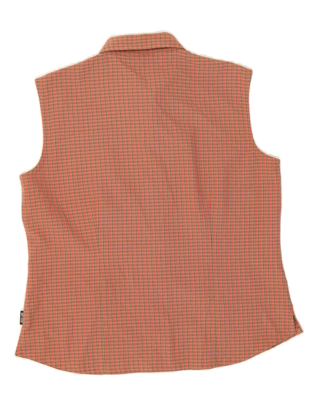 MC KINLEY Womens Sleeveless Shirt EU 42 Large Orange Check Polyester Vintage MC Kinley and Second-Hand MC Kinley from Messina Hembry 