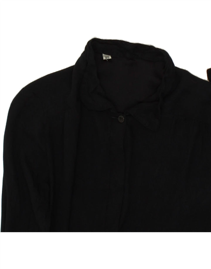 VINTAGE Womens Shirt EU 40 Medium Black Viscose Vintage Vintage and Second-Hand Vintage from Messina Hembry 