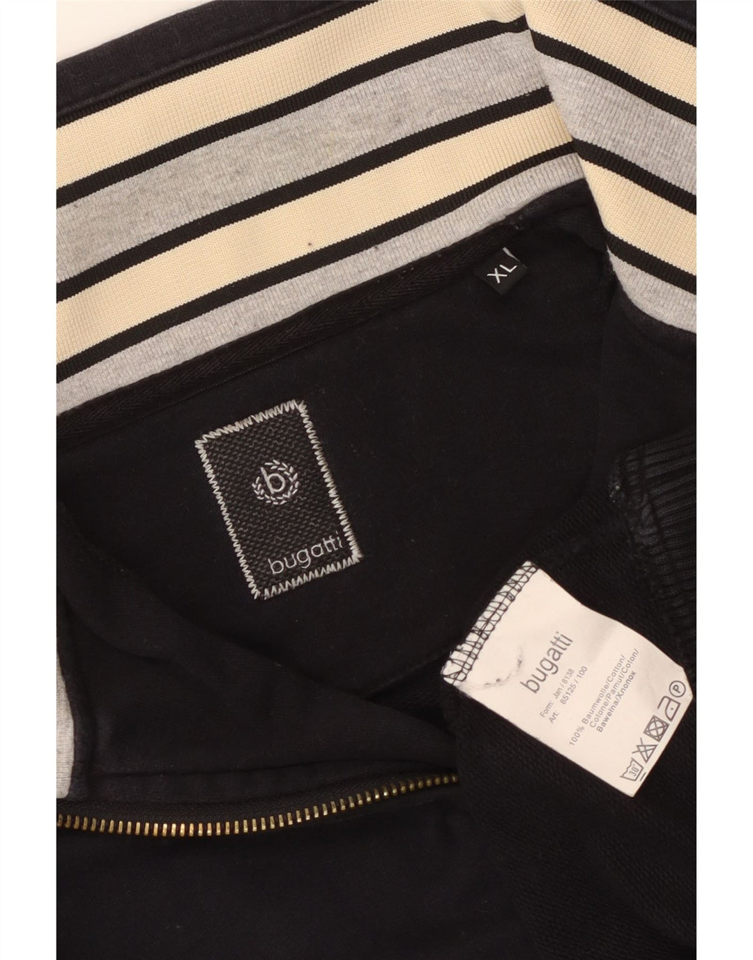 Bugatti Sweatshirt med lynlås til mænd XL sort bomuld