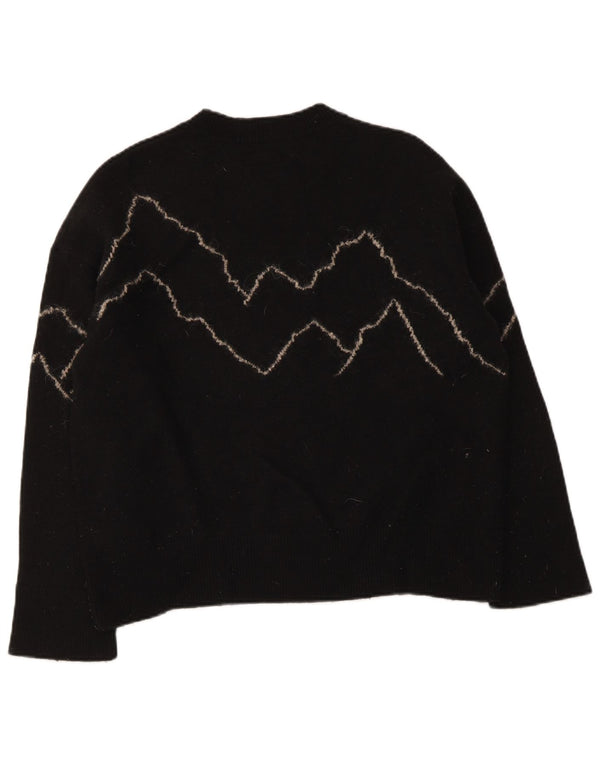All Saints Womens Crew Neck Jumper Sweater UK 16 Large Black Wool