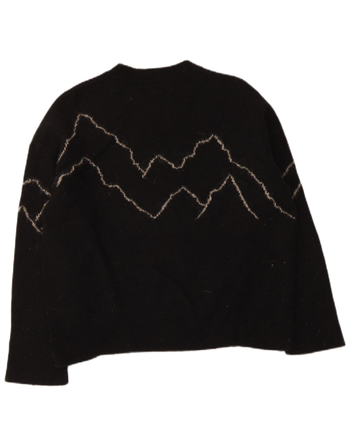 All Saints Dame Crew Neck Jumper Sweater UK 16 Large Black Wool