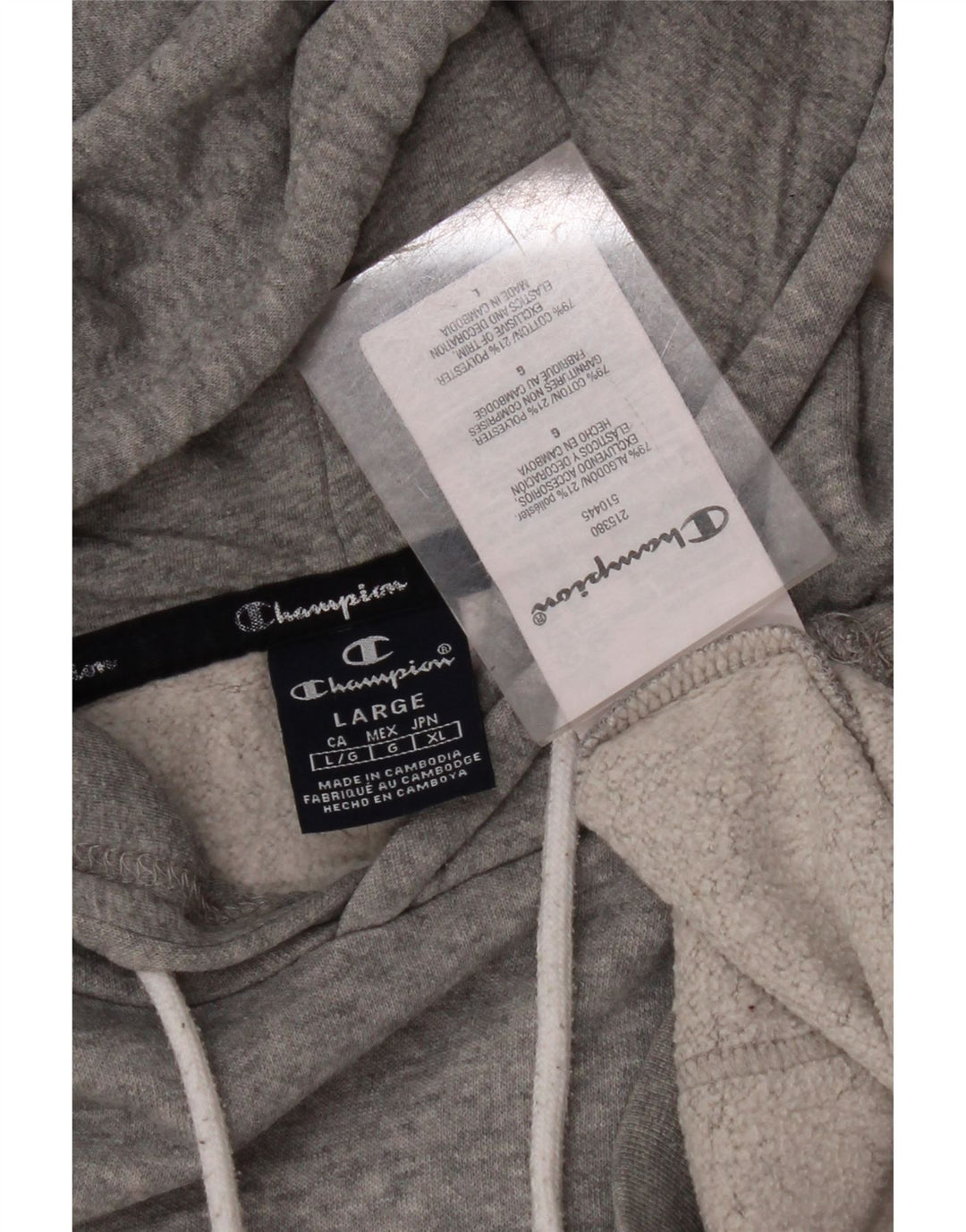 CHAMPION Mens Graphic Hoodie Jumper Large Grey Cotton