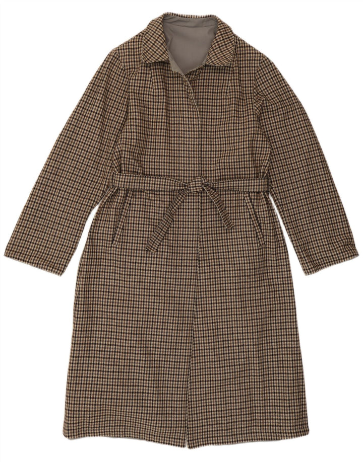 Vintage vendbar vendbar overfrakke til kvinder IT 46 Small Grey Check