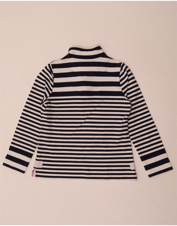 Joules Dame Button Neck Sweatshirt Jumper UK 14 Large Navy Blue Striped