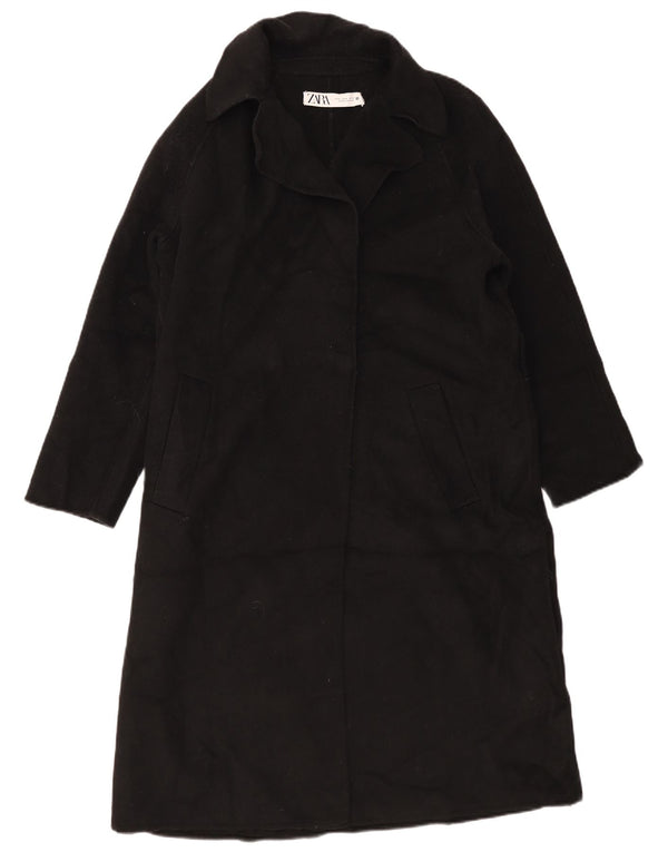 Zara Dame Oversized Overfrakke UK 14 Medium Sort Uld