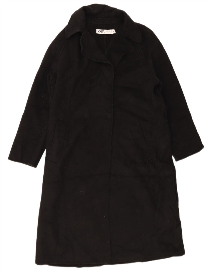 Zara Dame Oversized Overfrakke UK 14 Medium Sort Uld