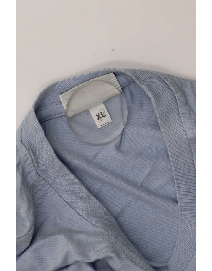 Asics Herre T-Shirt Top XL Blå Stribet Bomuld