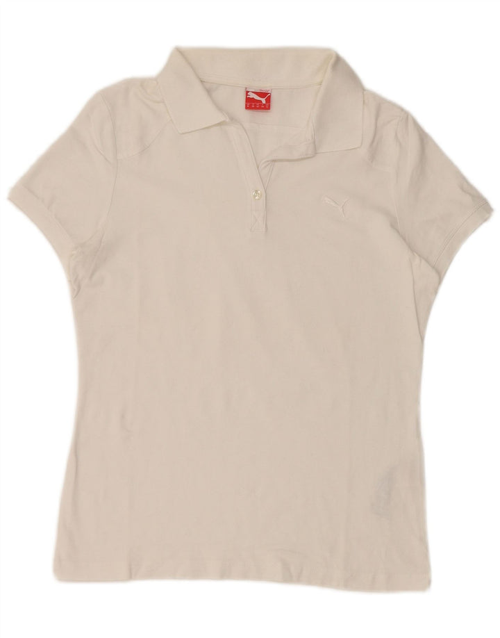 Puma Dame Polo Shirt UK 12 Medium White Bomuld