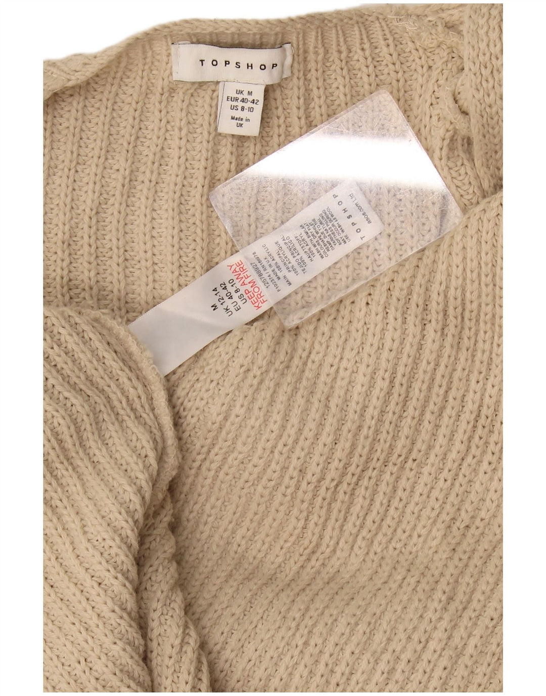 Topshop Dame Oversized Longline Open Cardigan Sweater UK 14 Medium Beige