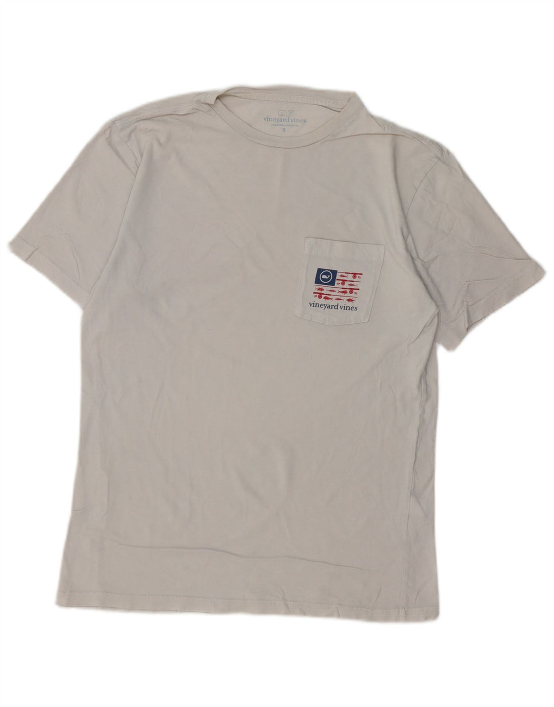 VINEYARD VINES Herre grafisk T-shirt Top Small Off White Bomuld