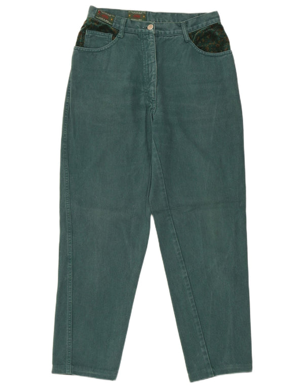 Vintage koniske jeans til kvinder W34 L27 Grøn blomster