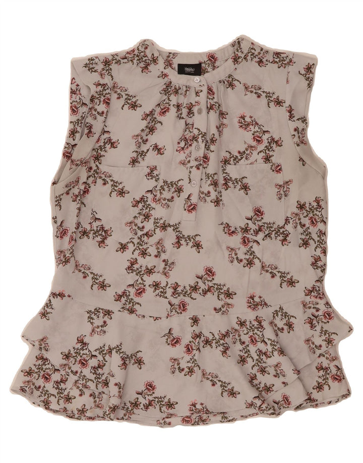 MOSSIMO Womens Blouse Top UK 14 Medium Grey Floral Polyester Vintage Mossimo and Second-Hand Mossimo from Messina Hembry 