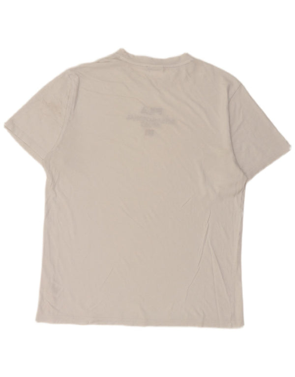 Fila Herre Grafisk T-Shirt Top Medium Hvid Bomuld