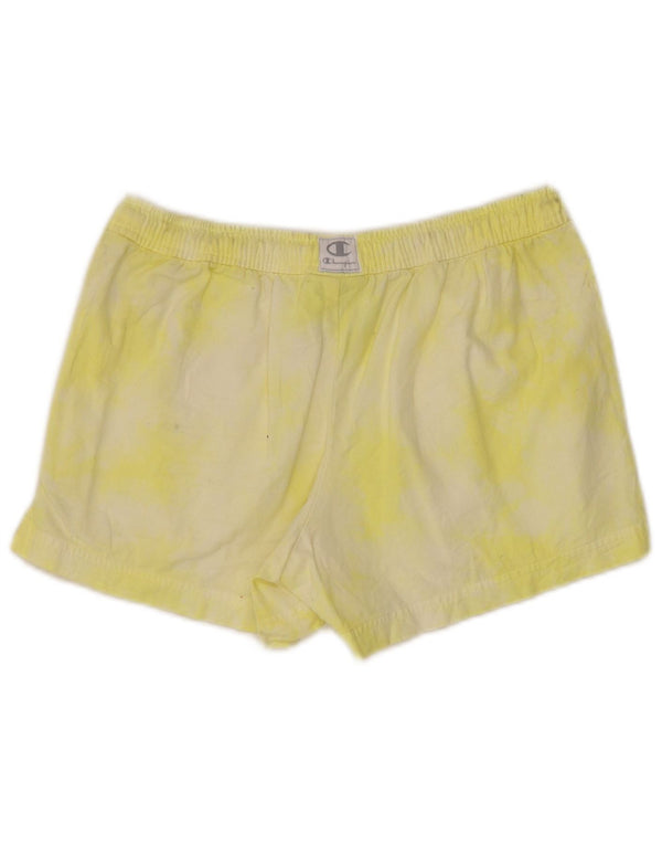 Champion Womens Sports Shorts UK 6 XS Yellow Tie Dye Bomuld