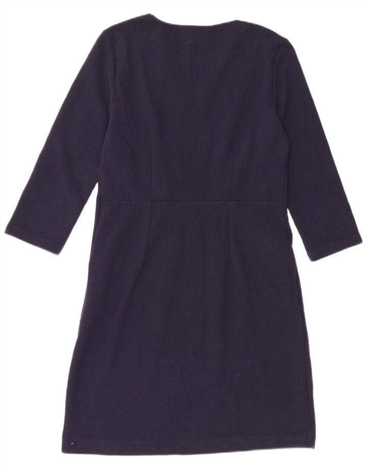 Boden Dame 3/4 Ærmet Skede Kjole UK 10 Small Navy Blue Cotton