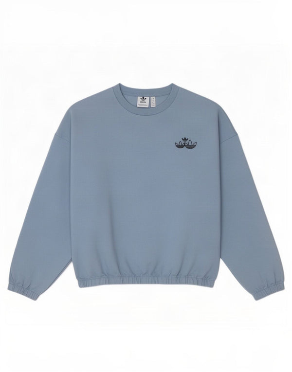 Adidas Womens Crop Oversized Sweatshirt Jumper UK 8 Small Blue Cotton