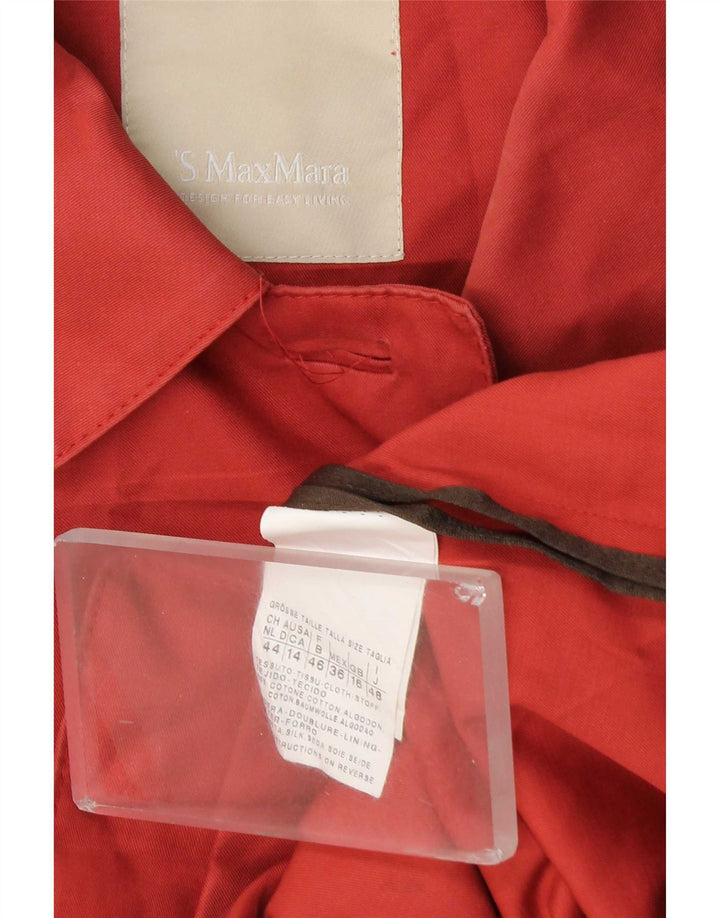 Max Mara Dame Overfrakke UK 16 Stor Rød Bomuld