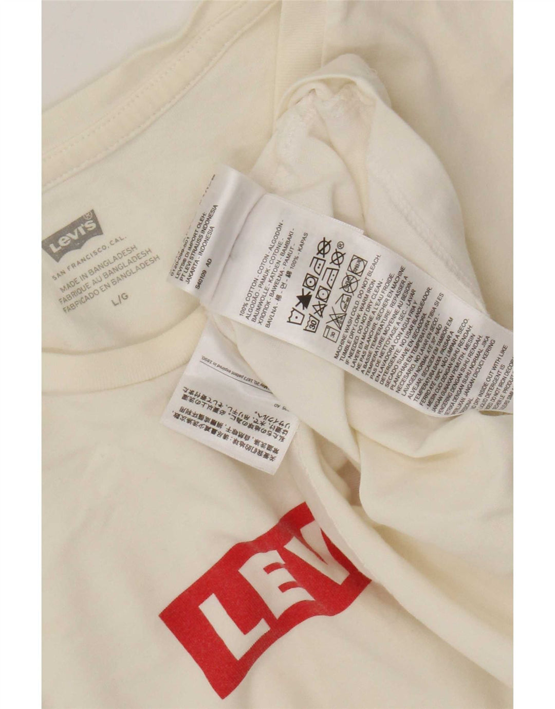 Levi's Herre grafisk T-shirt Top Stor Off White Bomuld