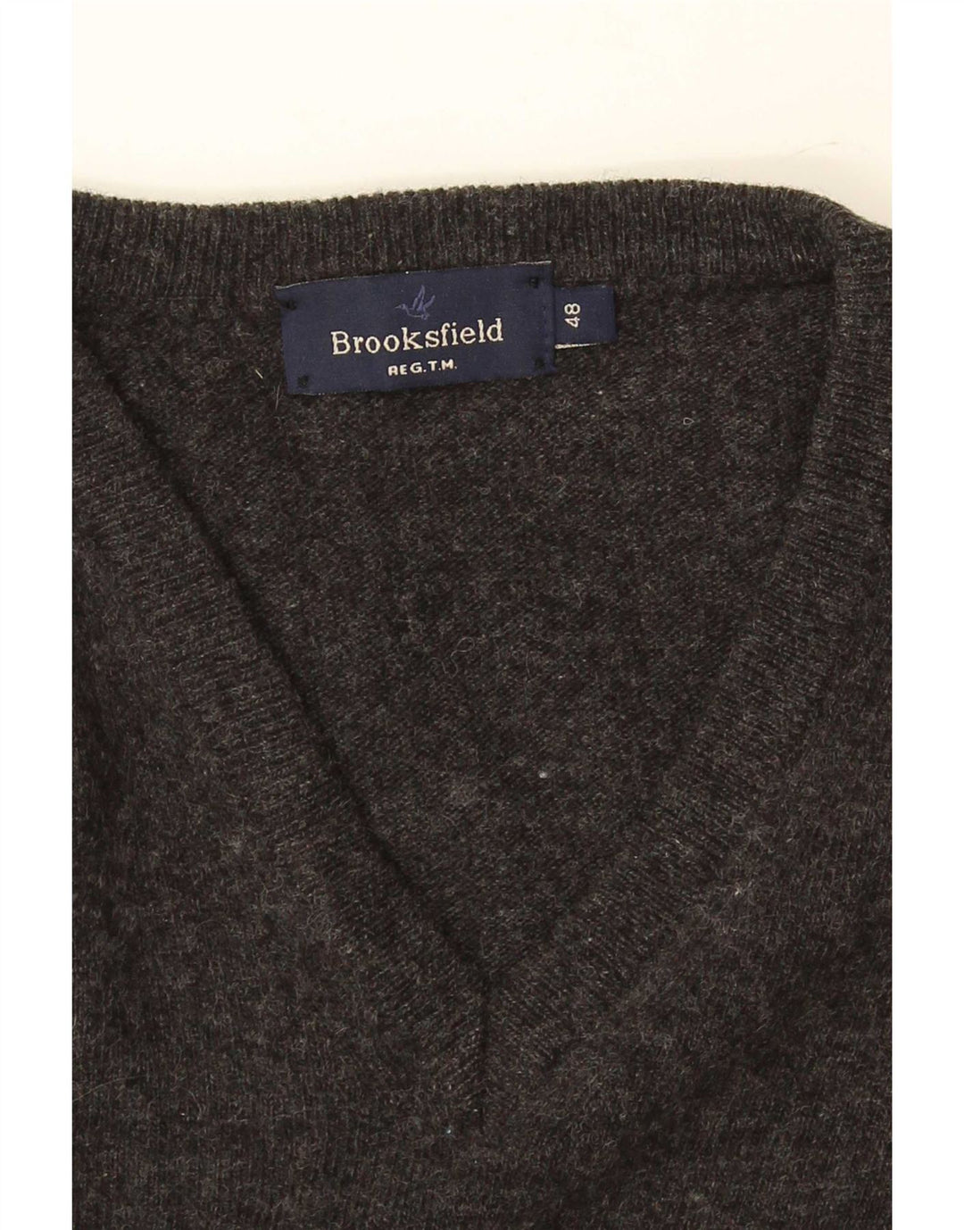 Brooksfield Herre V-hals sweater IT 48 Lille Grå