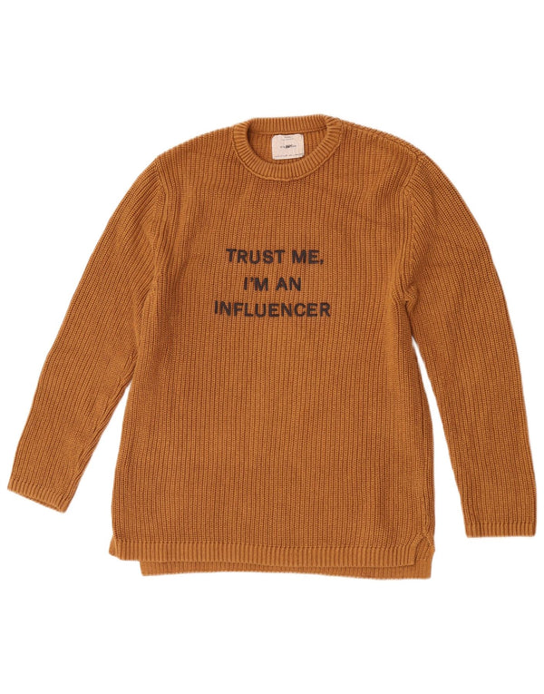 Zara piger grafisk rund hals sweater 13-14 år gul bomuld