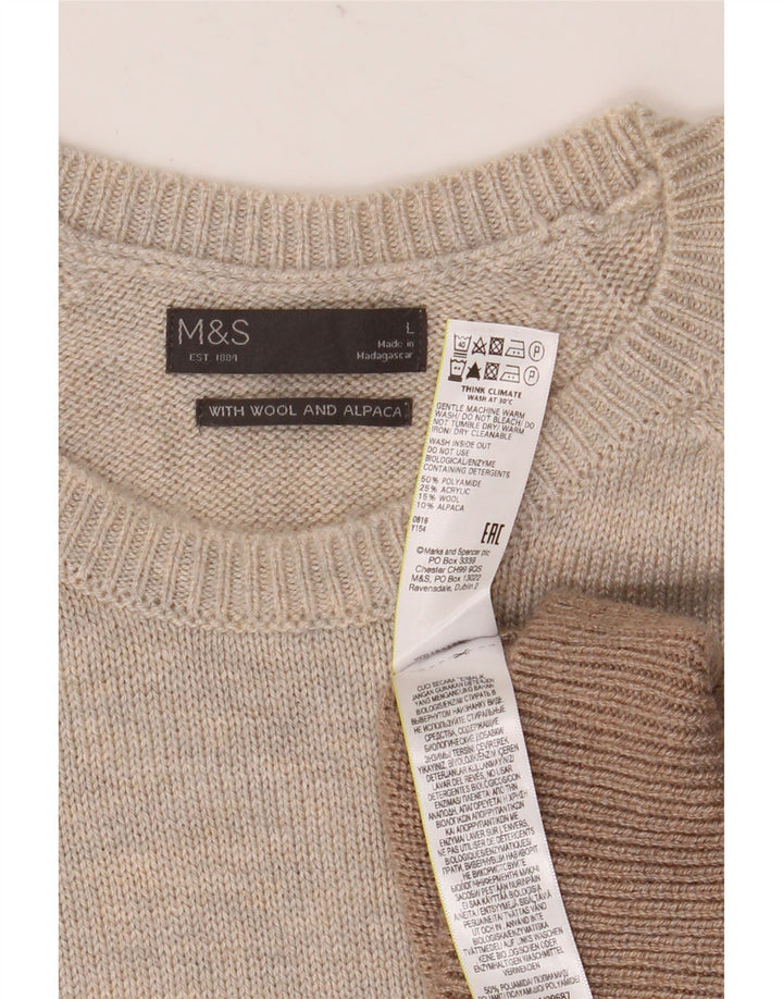 MARKS & SPENCER Herre sweater med rund hals, stor grå farveblok