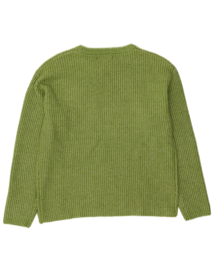 Marks & Spencer Dame Boat Neck Jumper Sweater UK 10 Small Green Polyester