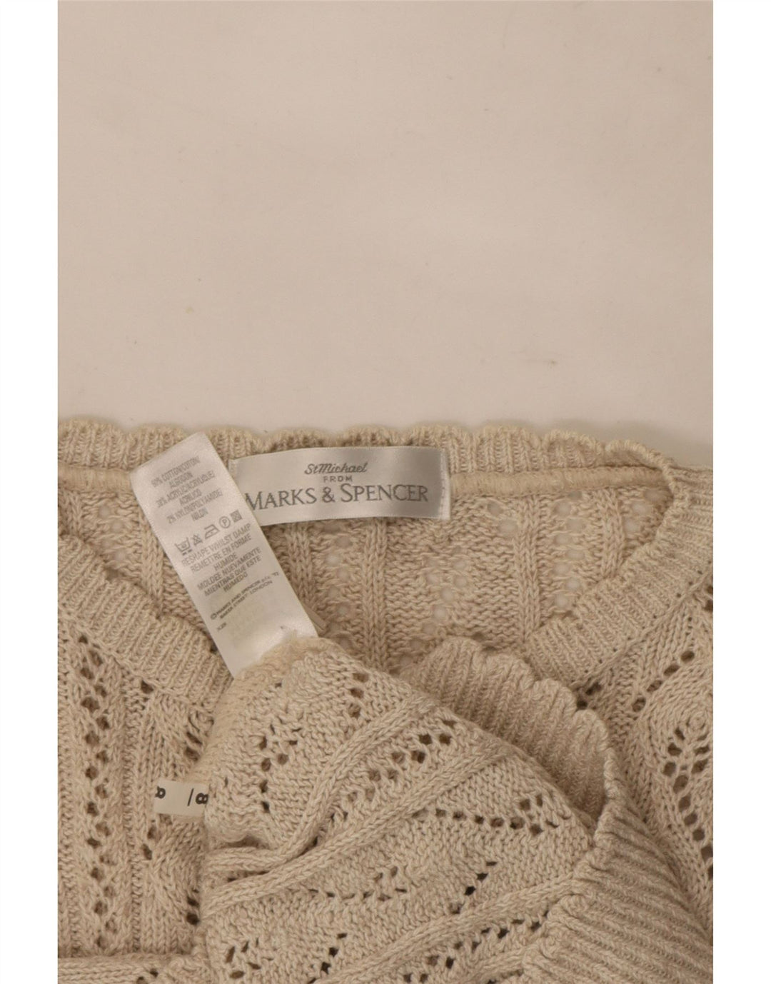 Marks & Spencer Dame Cardigan Sweater UK 12 Medium Beige Akryl