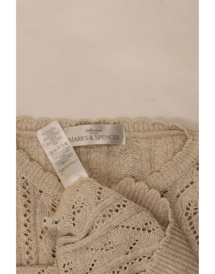 Marks & Spencer Dame Cardigan Sweater UK 12 Medium Beige Akryl