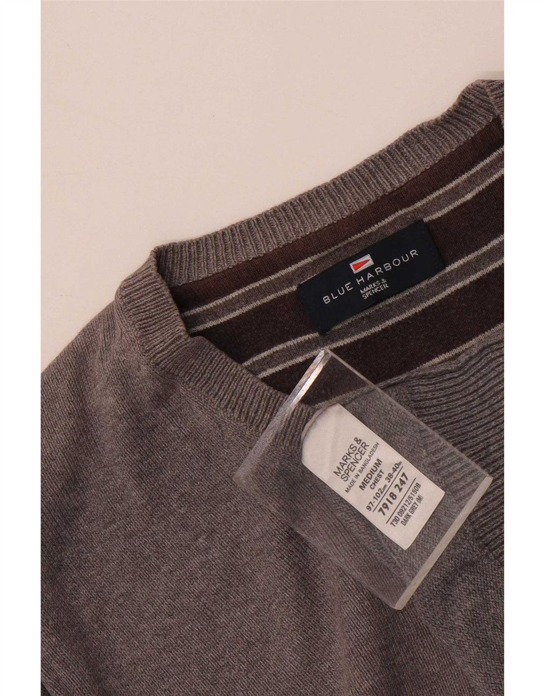 Marks & Spencer Herre Blue Harbor V-hals sweater mellemgrå bomuld