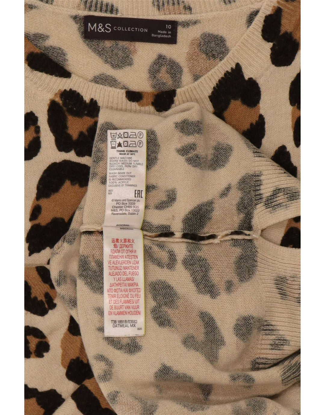 Marks & Spencer Dame Boat Neck Jumper Sweater UK 10 Small Beige