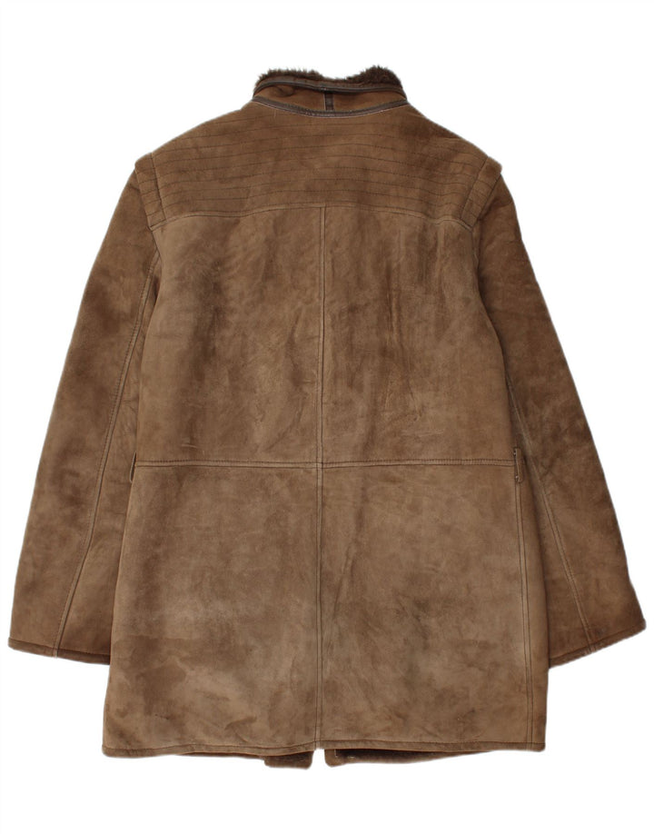 Vintage Herre Shearling Overfrakke UK 40 Large Brown Shearling