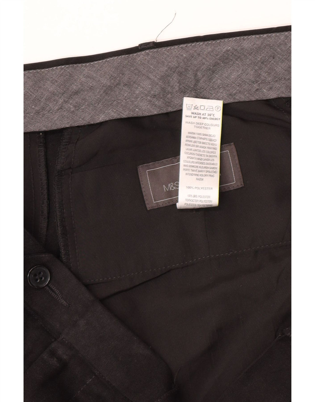 Marks & Spencer Herre Regular Fit Suit Bukser W40 L31 Sort polyester