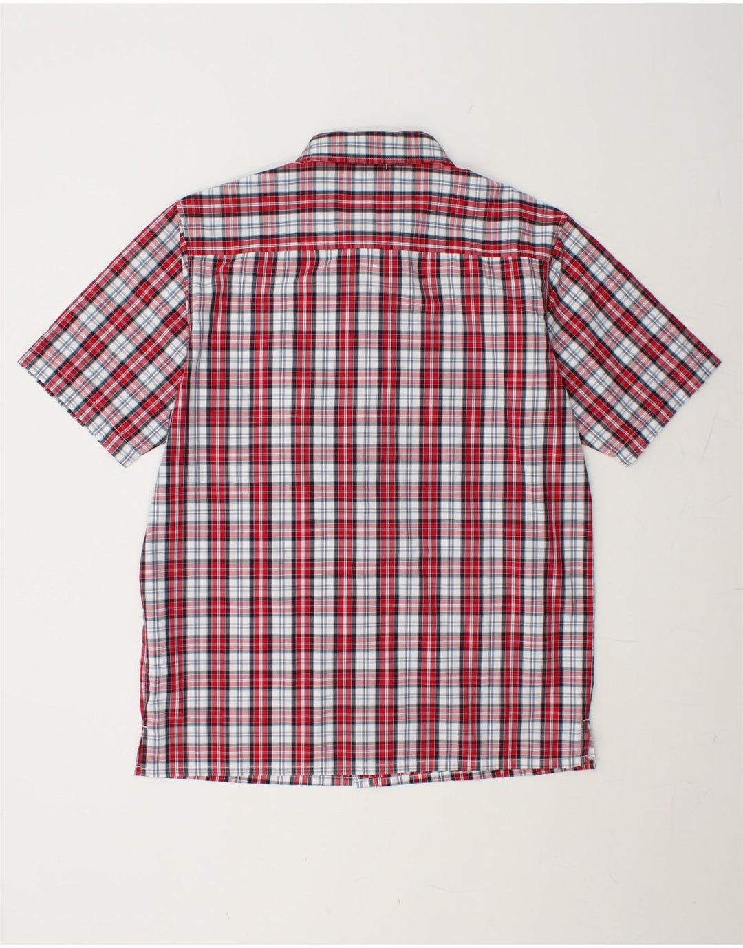 BRUGI Mens Short Sleeve Shirt Medium Red Check Polyester Vintage Brugi and Second-Hand Brugi from Messina Hembry 