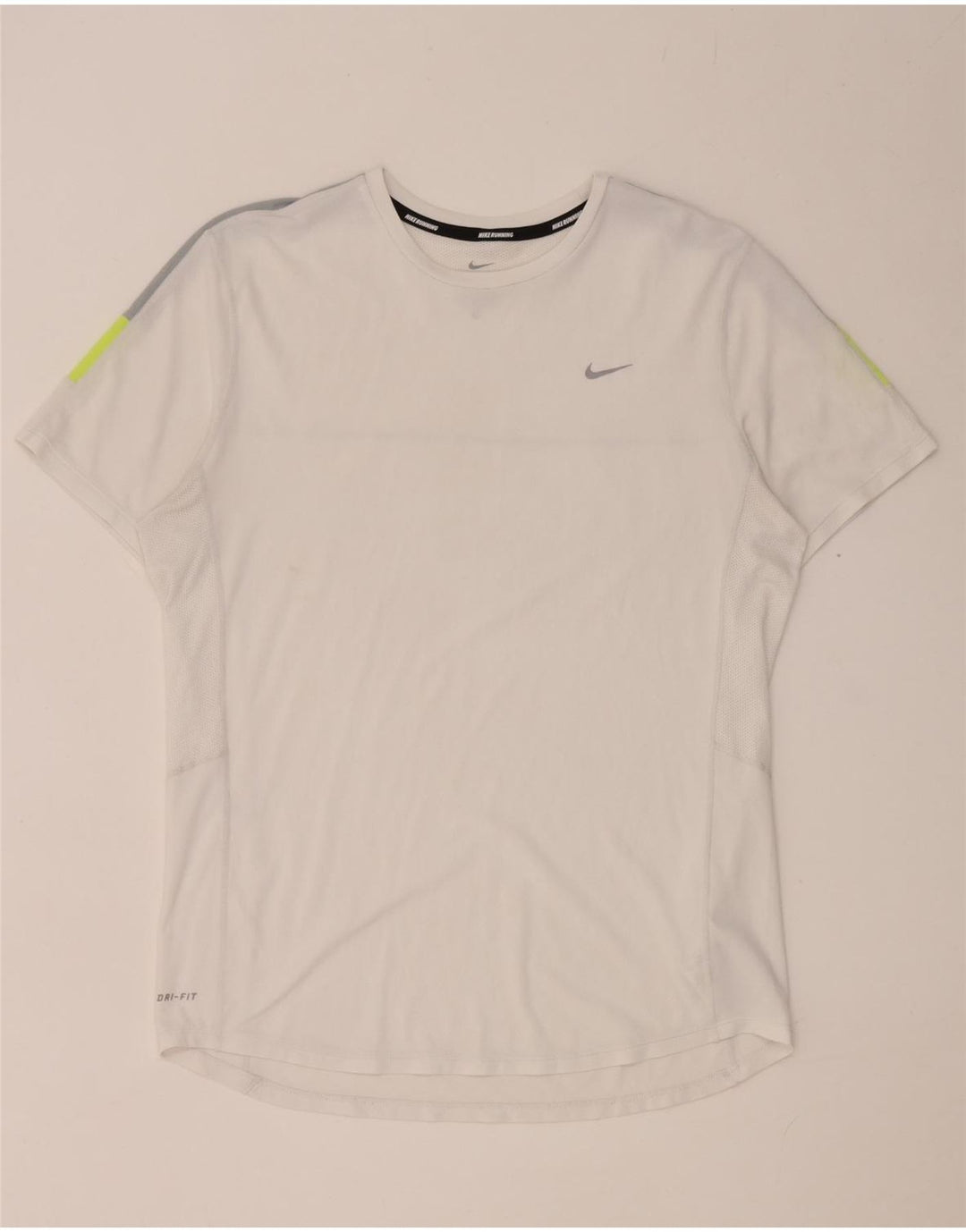 Nike Herre Dri Fit T-shirt Top Medium White Colourblock Polyester
