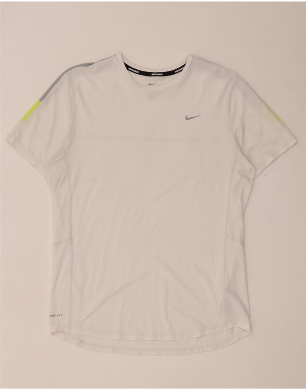Nike Herre Dri Fit T-shirt Top Medium White Colourblock Polyester