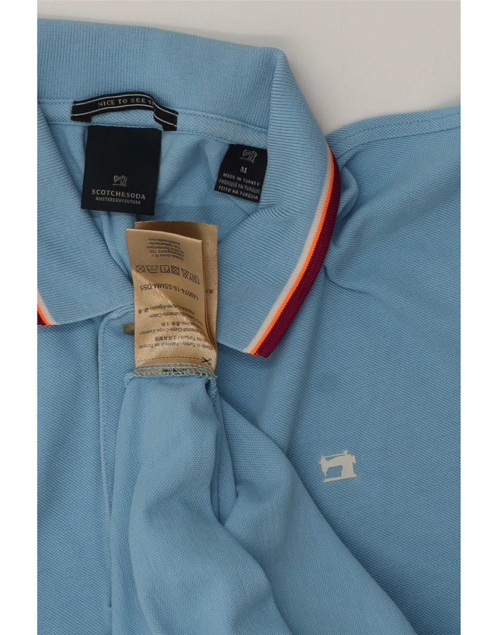 Scotch & Soda herre poloshirt mellemblå stribet bomuld