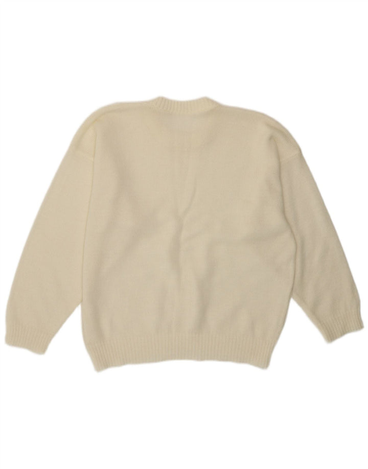 Vintage dame sweater med rund hals DK 14 Medium Off White
