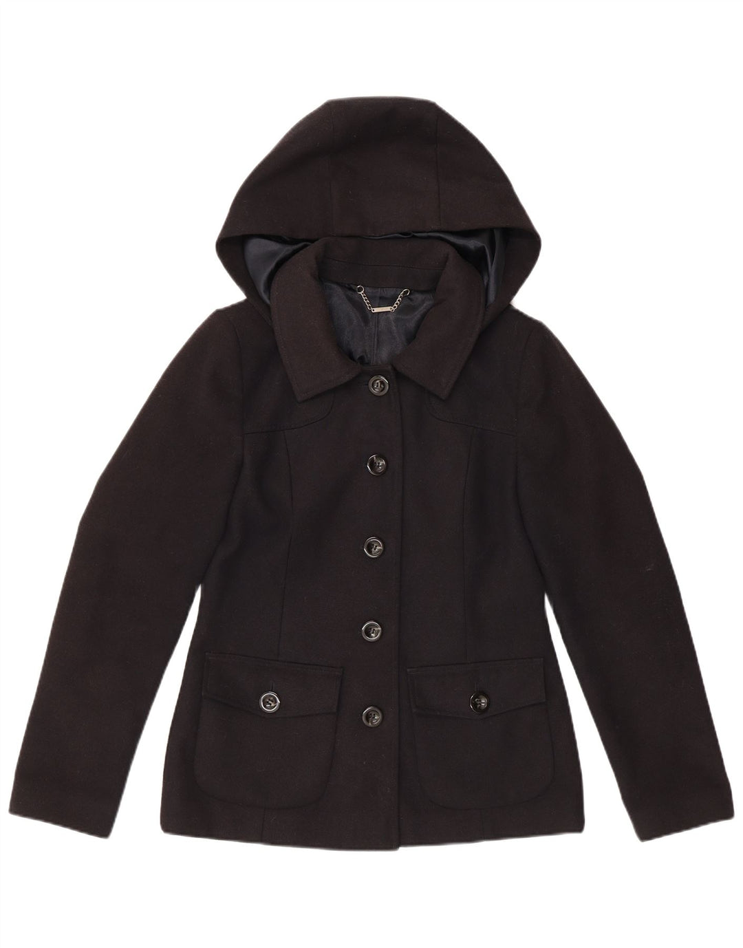 LAURA ASHLEY Dame-hættejakke med 5 knaps blazer-jakke UK 10 Lille marineblå