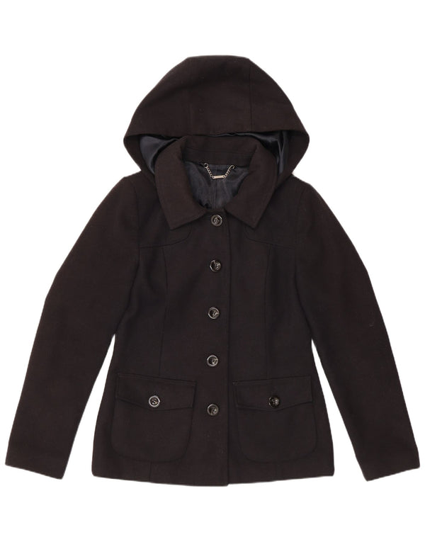 LAURA ASHLEY Dame-hættejakke med 5 knaps blazer-jakke UK 10 Lille marineblå