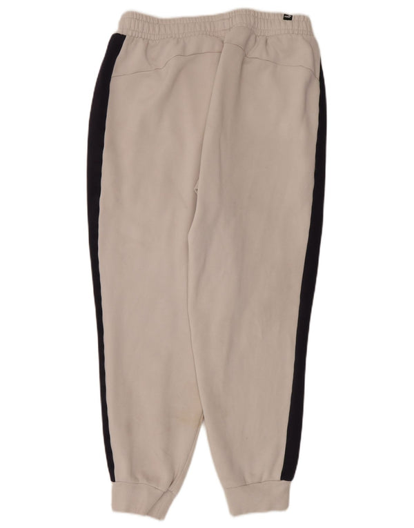 Puma Mens Tracksuit Trousers Joggers Large  White Colourblock Cotton
