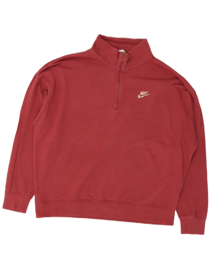 NIKE Oversized grafisk sweatshirt med lynlås til kvinder DK 16 Stor rød