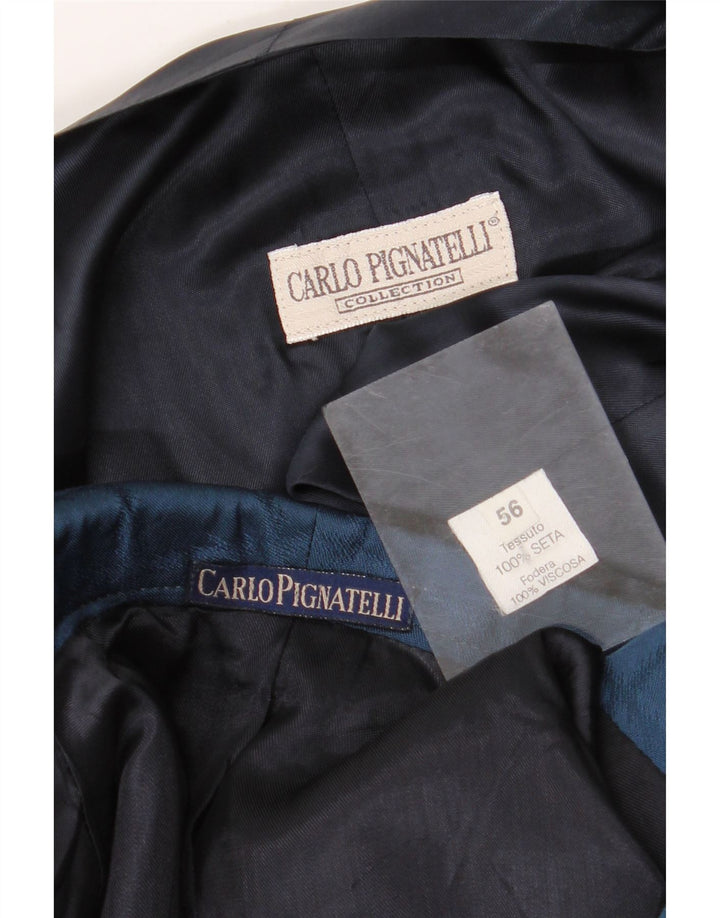 Carlo Pignatelli Herre 2-delt sæt IT 56 3XL Blå Silke