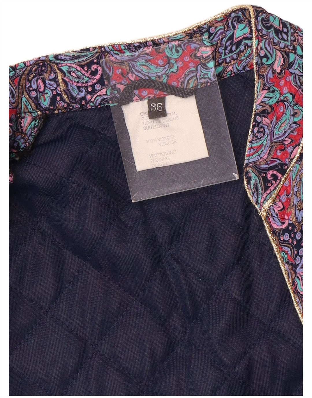 Vintage polstret jakke til kvinder IT 36 Lille lilla Paisley Viscose
